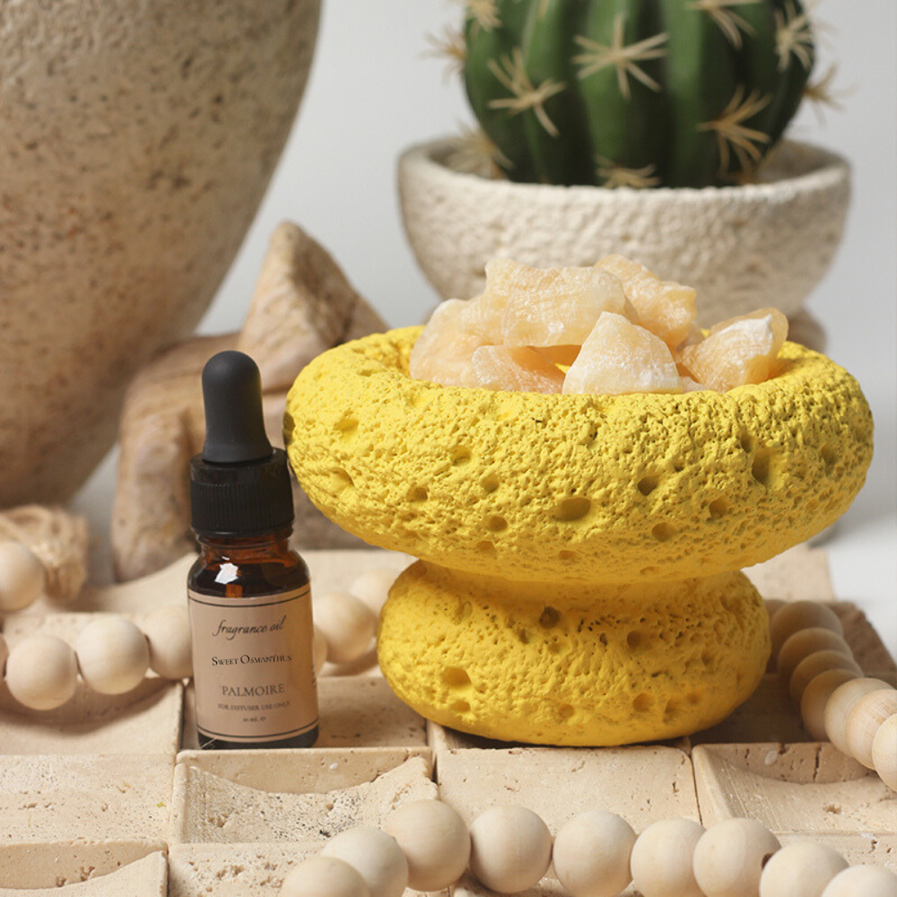 Yellow Moon Stone Diffuser Set with Sweet Osmanthus Fragrance Oil - Image 3
