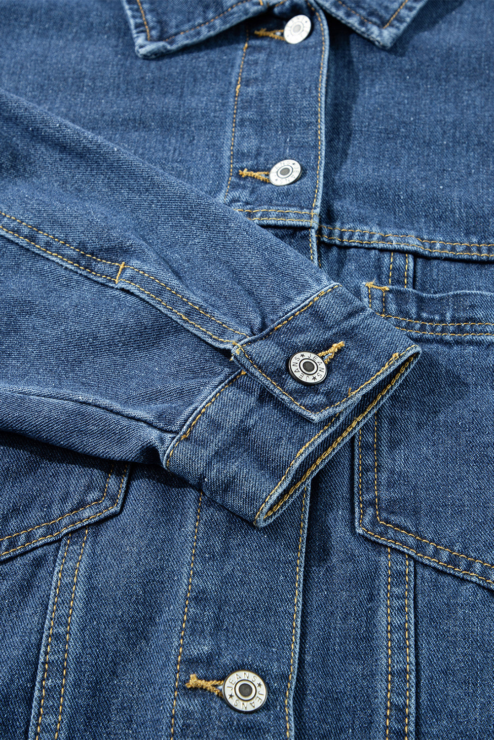 Blue Stripe Washed Oversized Pocketed Denim Jacket