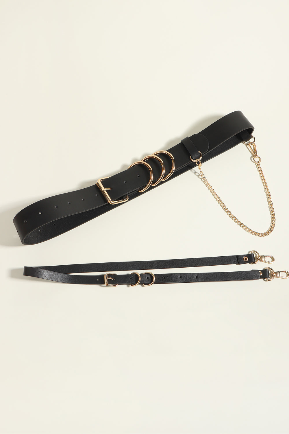Punk PU Belt with Alloy Buckle | Black & Gold