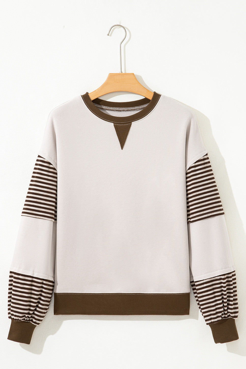 Women's Stripe Colorblock Sweatshirt - Cozy Drop Shoulder Pullover