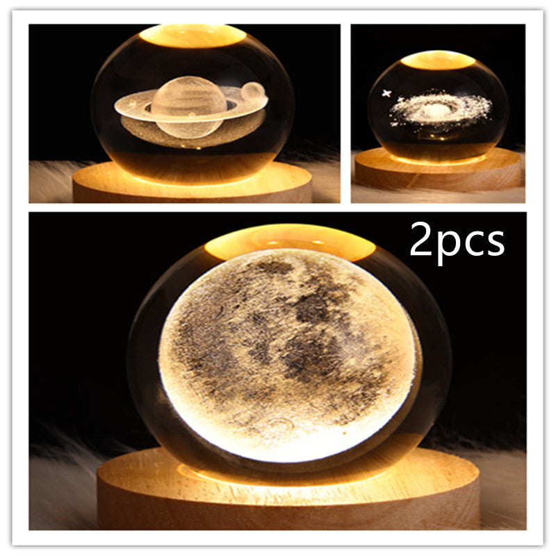 3D Galaxy Crystal Ball LED Night Light Planet Lamp Home Decor