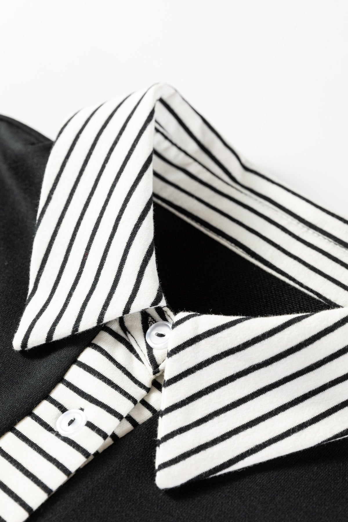 Plus Size Stripe Cuffs Collared Ruffle Hem Dress