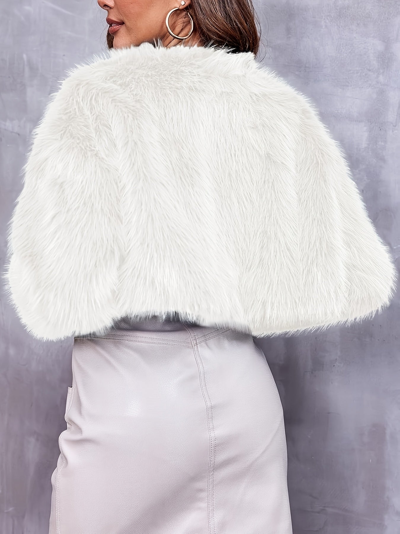 Women's Cropped Faux Fur Jacket in Brown and Purple Options - Image 7