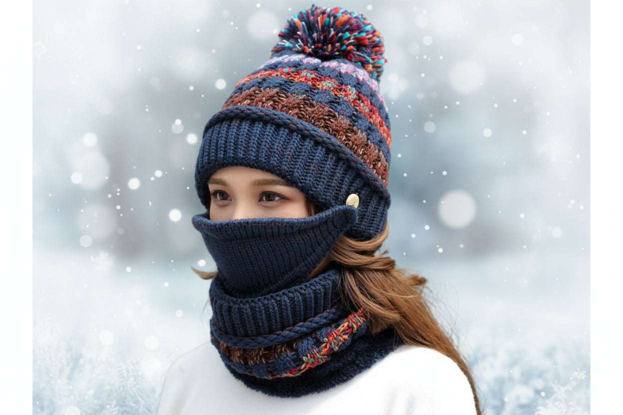 Winter Plush Knitted Hat – Soft Warm Knit Beanie for Cold Weather