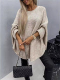 Oversized Batwing Sleeve Pullover Sweater with Shawl Detail
