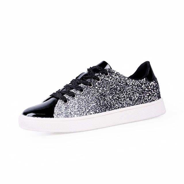 Women's Bling Green Glitter Metallic Lace-Up Sneakers - Image 9
