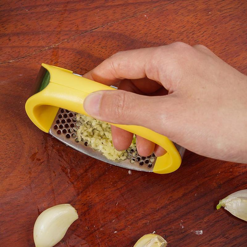 Stainless Steel Garlic Press - Ergonomic Manual Masher Tool