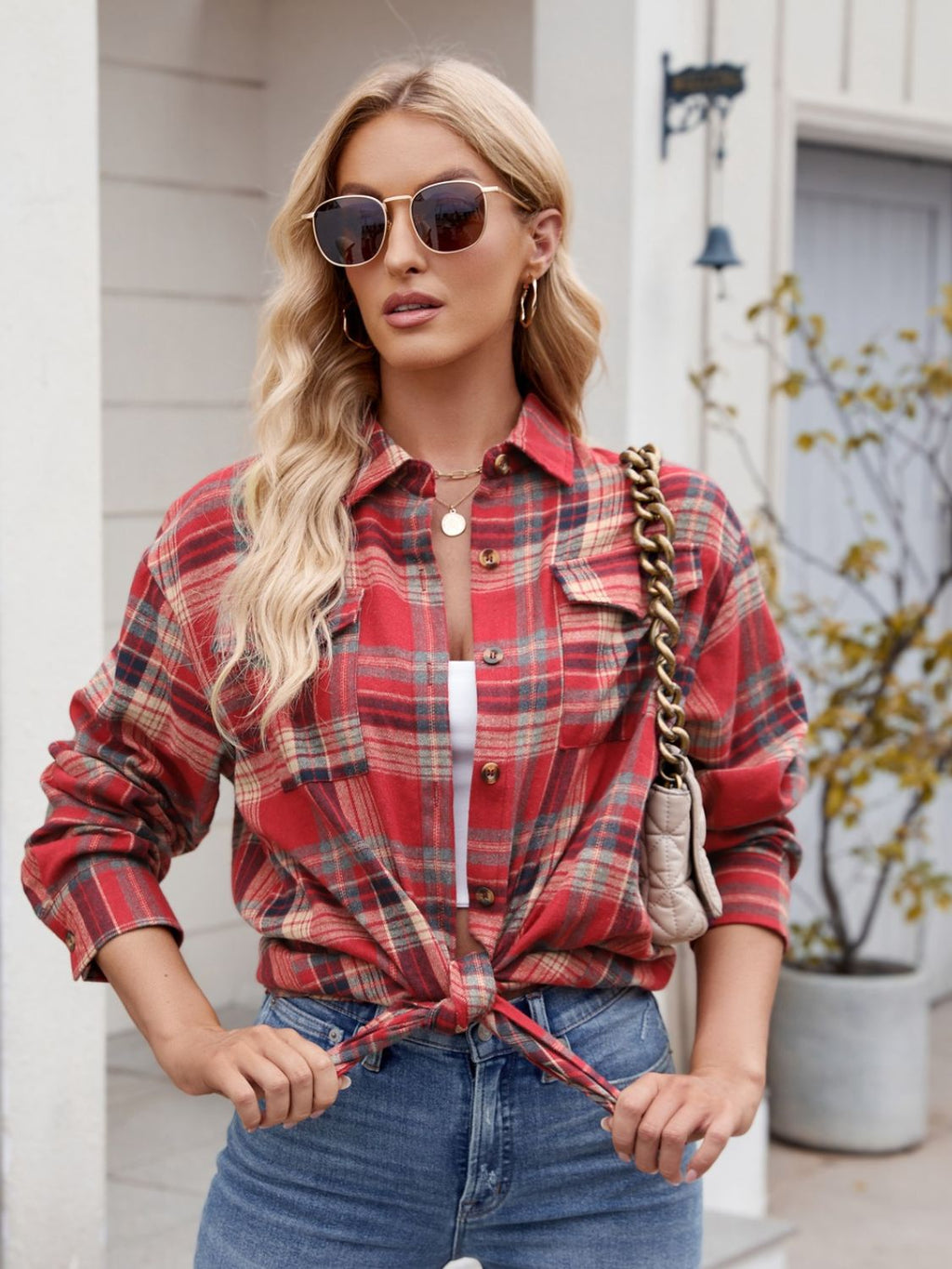 Mandy Plaid Button Up Long Sleeve Shirt | Women's