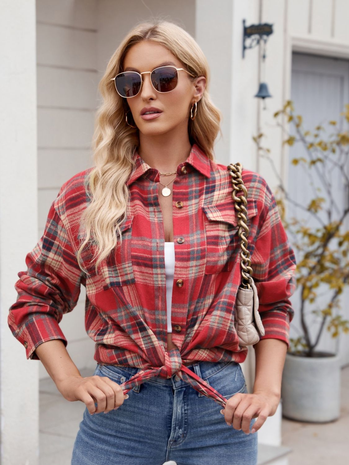 Mandy Plaid Button Up Long Sleeve Shirt | Women's