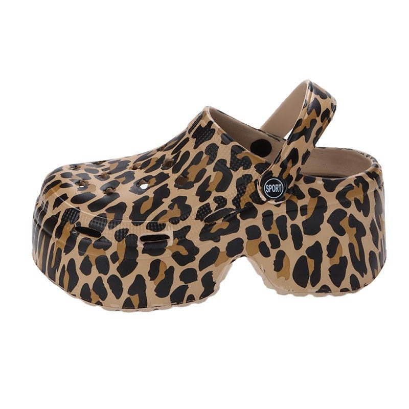 Leopard Print Platform Clogs for Women with Adjustable Strap - Image 2