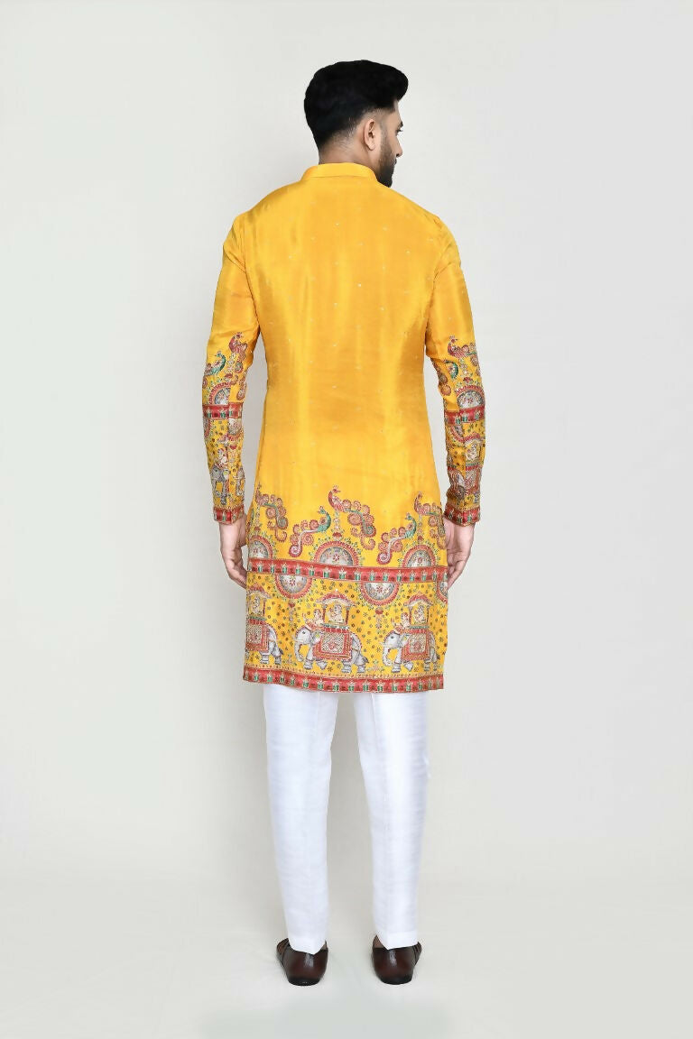 White Rayon Digital & Sequence Work Kurta with Straight Fit Pant