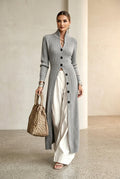 Women's Long Button-Front Knit Cardigan