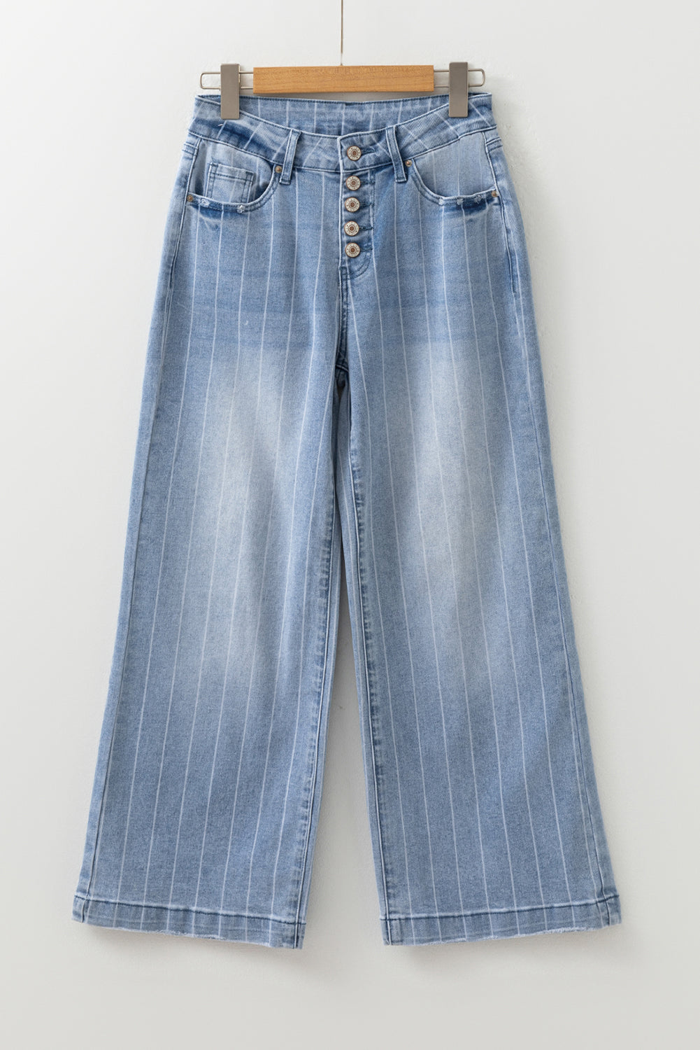 Beau Blue Multi Button Wide Leg Jeans | Retro Style