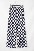 Checker High Waist Wide Leg Pants