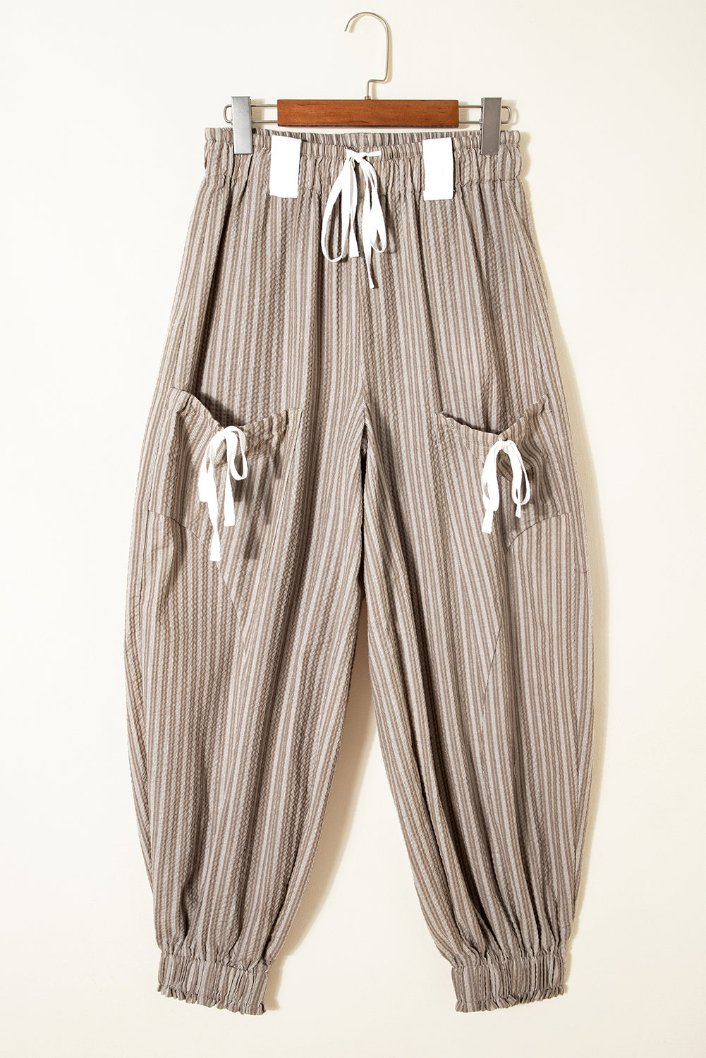 Stripe Drawstring Cargo Pocket Jogger Pants