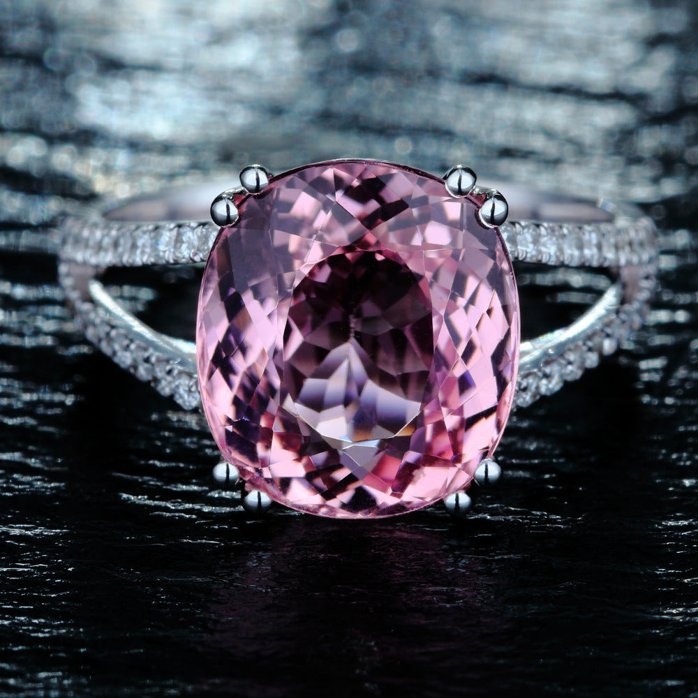 New European  American Fashion Engagement Ring,  Tourmaline Inlaid Jewelry
