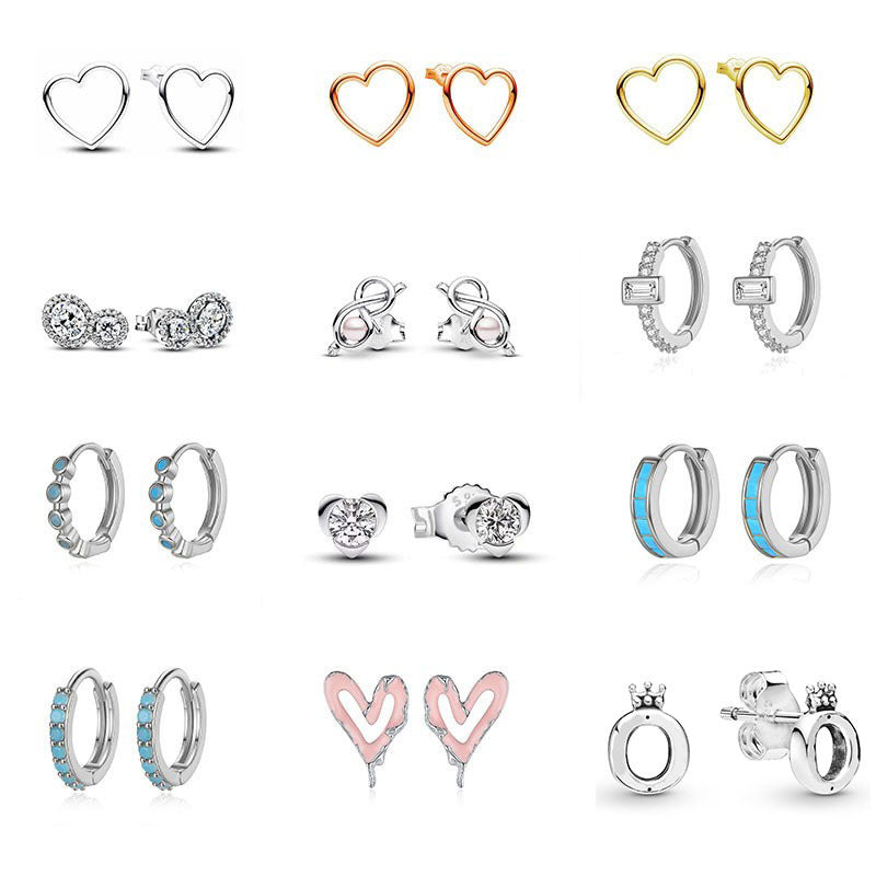 Fashionable And Versatile White Copper-Plated 925 Silver Earrings