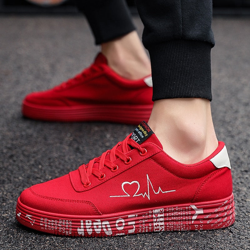 Women's Harajuku Vulcanized Lace-Up Sneakers with Heart Print - Image 9