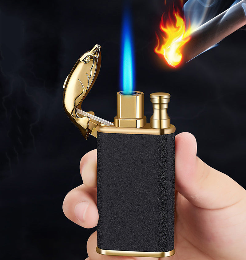 Windproof Double Flame Metal Lighter with Blue Jet Torch