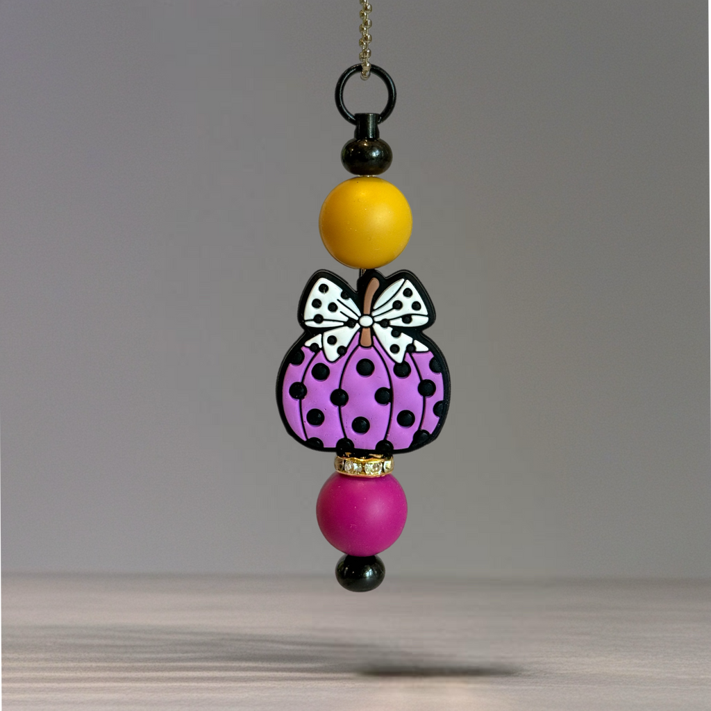 Polka Dot Pumpkin Charm - Tumbler Handle Charm