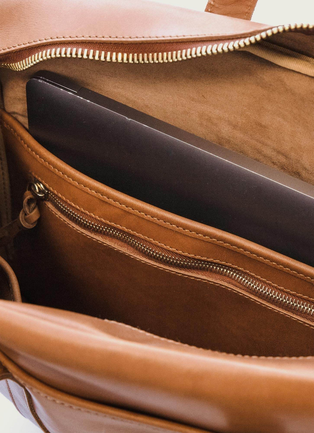Tan Leather Briefcase with Laptop Pocket