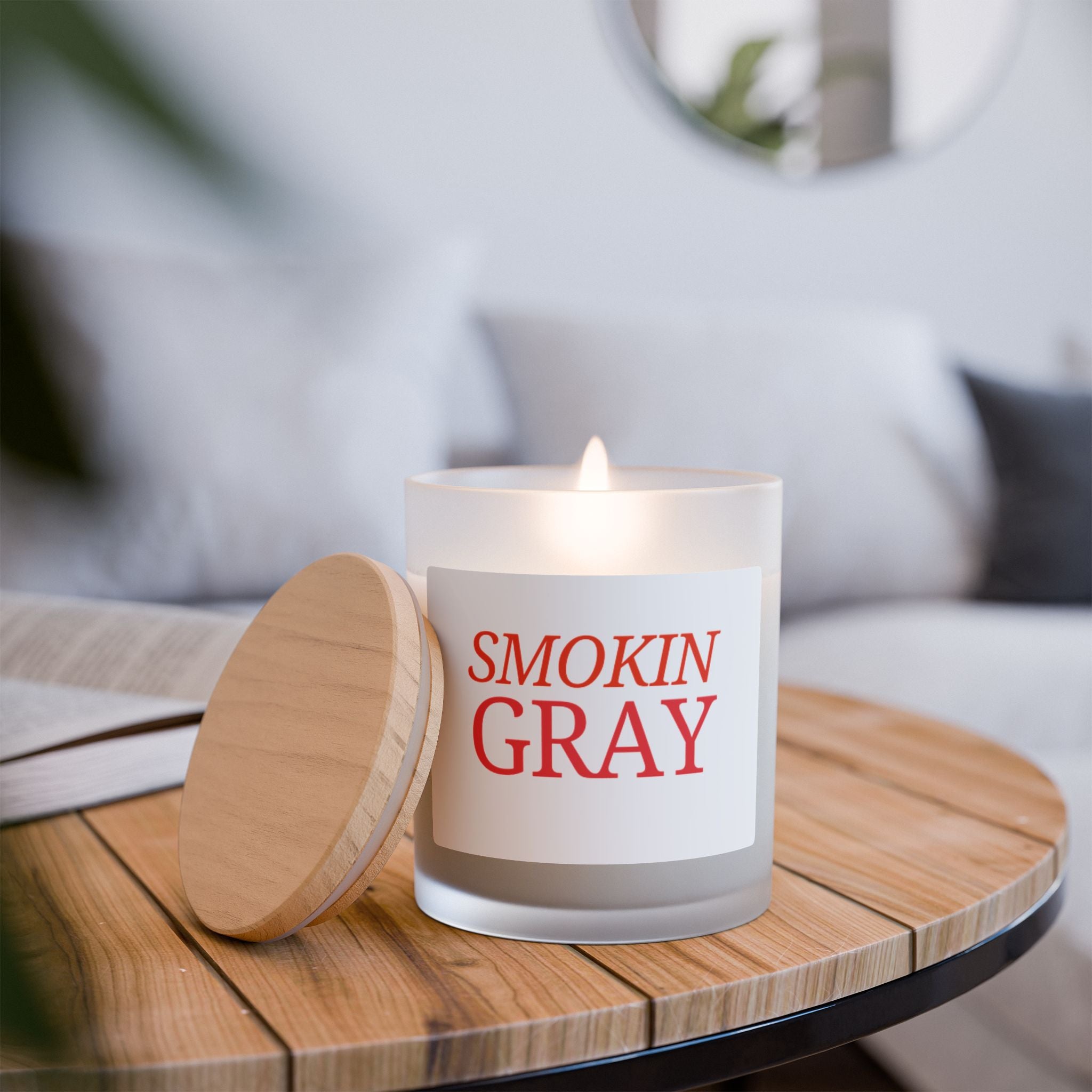 Smokin Gray Frosted Glass Candle, 11oz Modern Home Decor