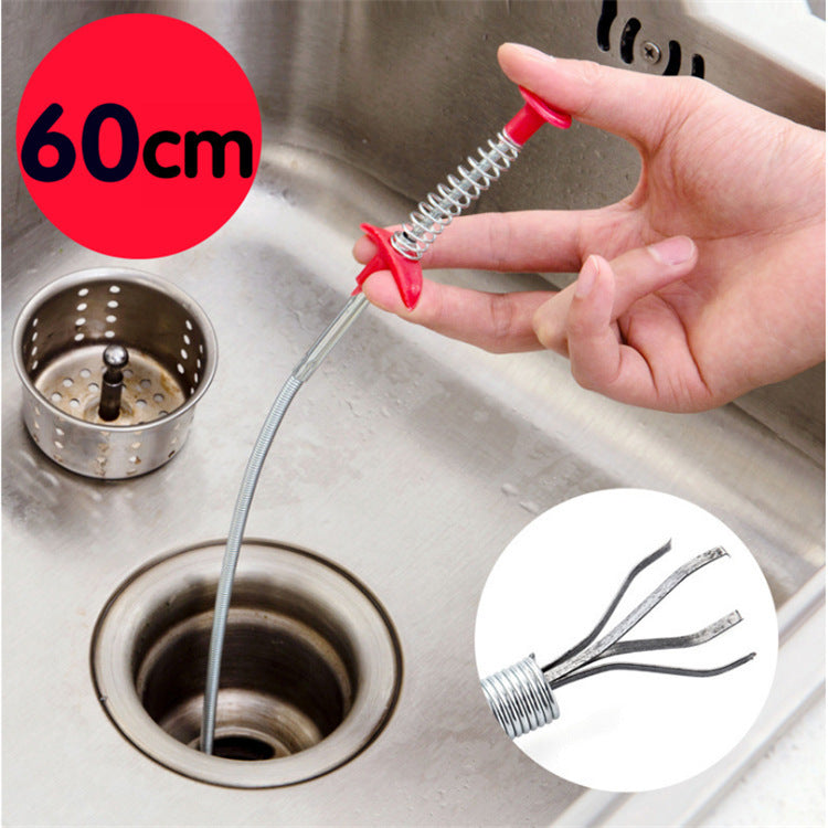 60CM flexible spring drain clog remover tool for kitchen and bathroom sinks