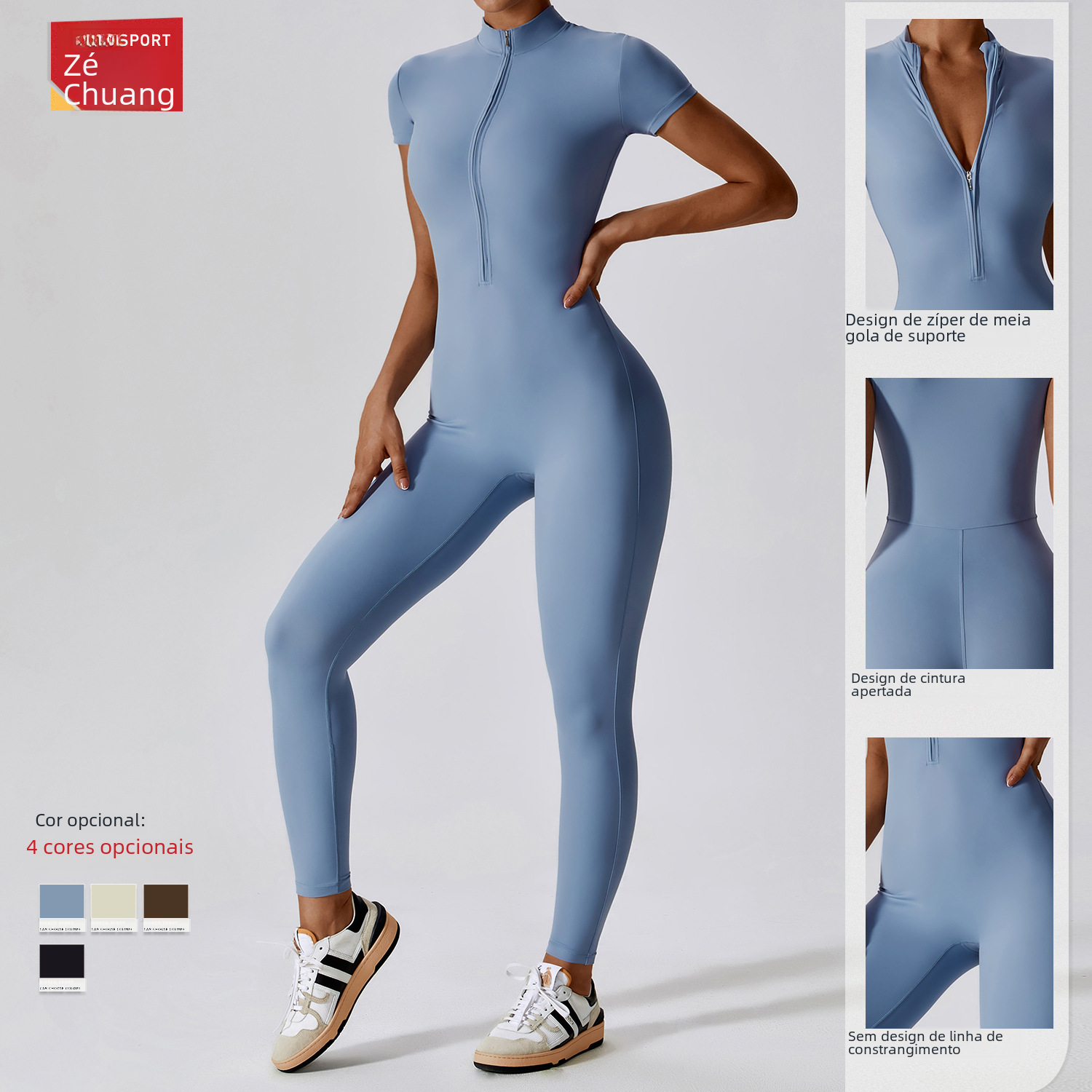Zechuang Women's Short Sleeve Yoga Jumpsuit 8305