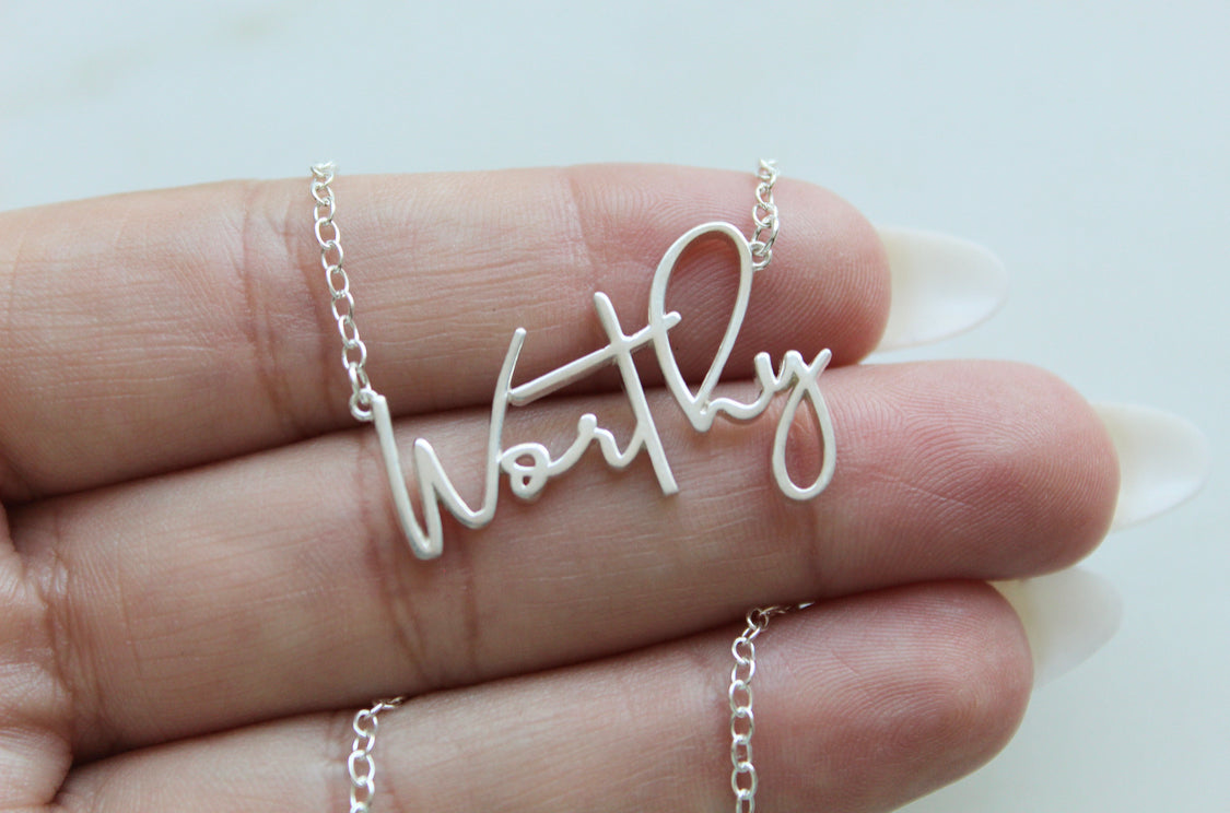 Worthy Script Lettering Necklace in Silver-tone Finish - Image 6