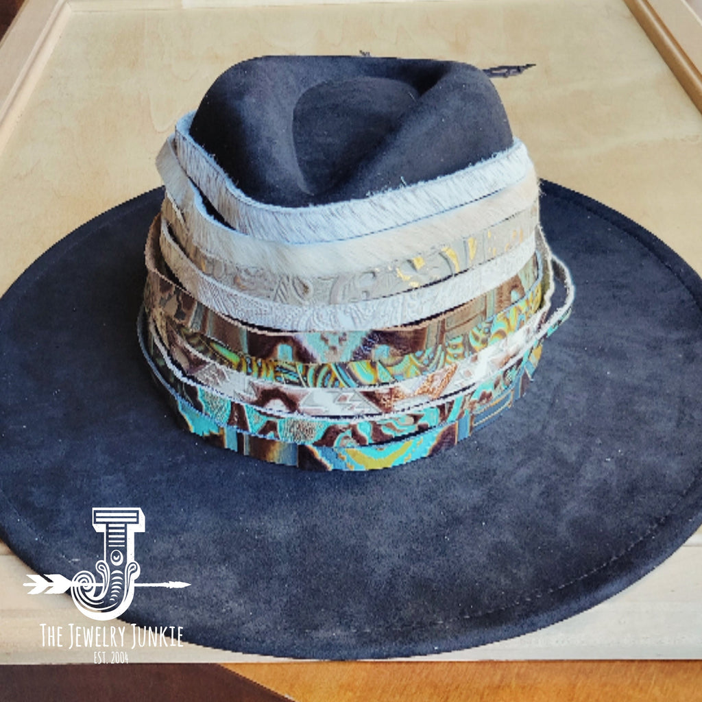 **Gold Aztec Embossed Leather Hat Band Only w/white Turq Slab 952a