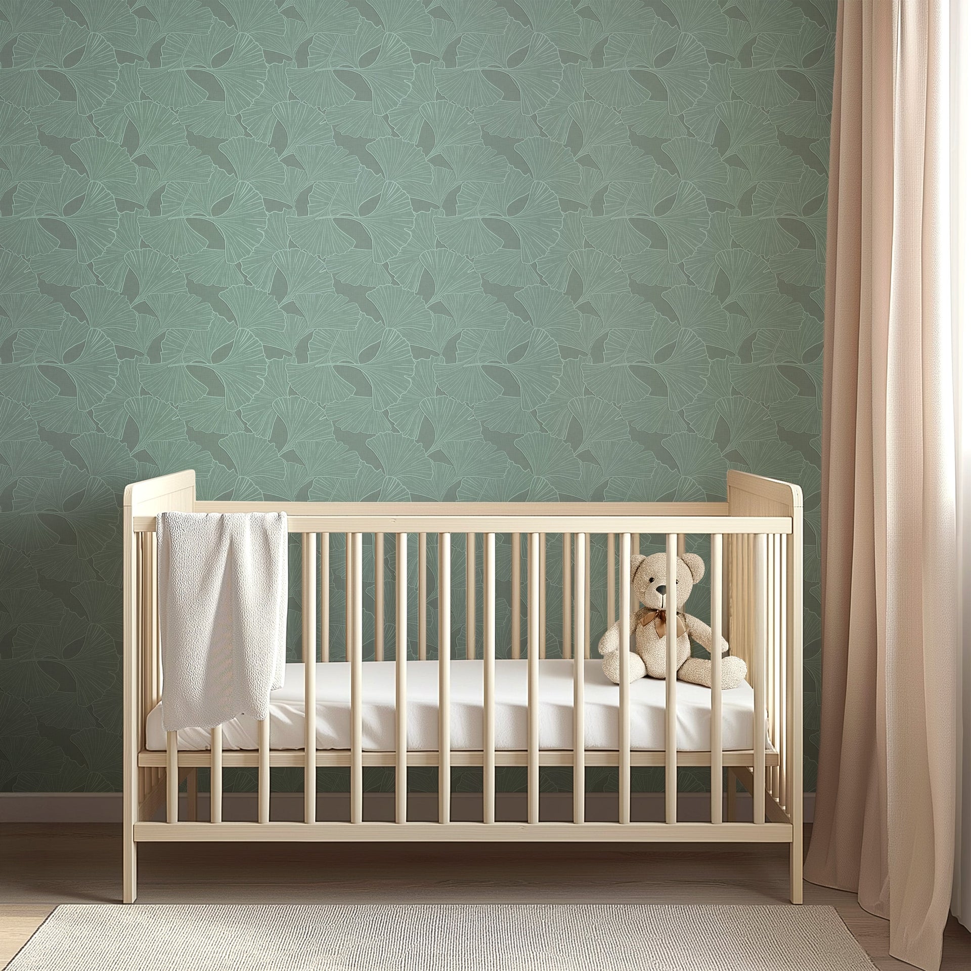 Odin Floral Wallpaper in Sage-Green and Cream