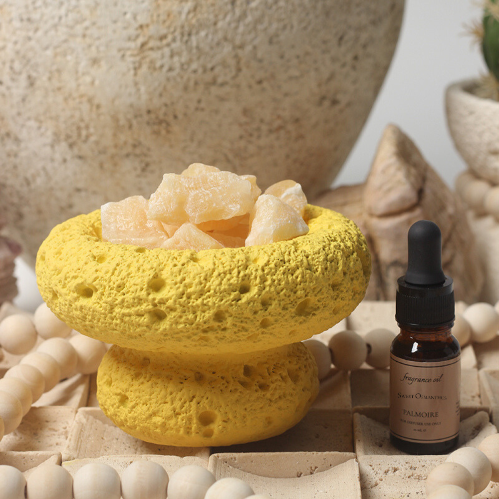 Yellow Moon Stone Diffuser Set with Sweet Osmanthus Fragrance Oil - Image 4