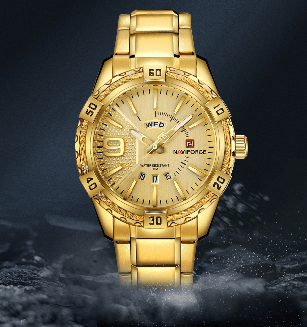 Men's Waterproof Chronograph Watch with Date Display - Modern Metal