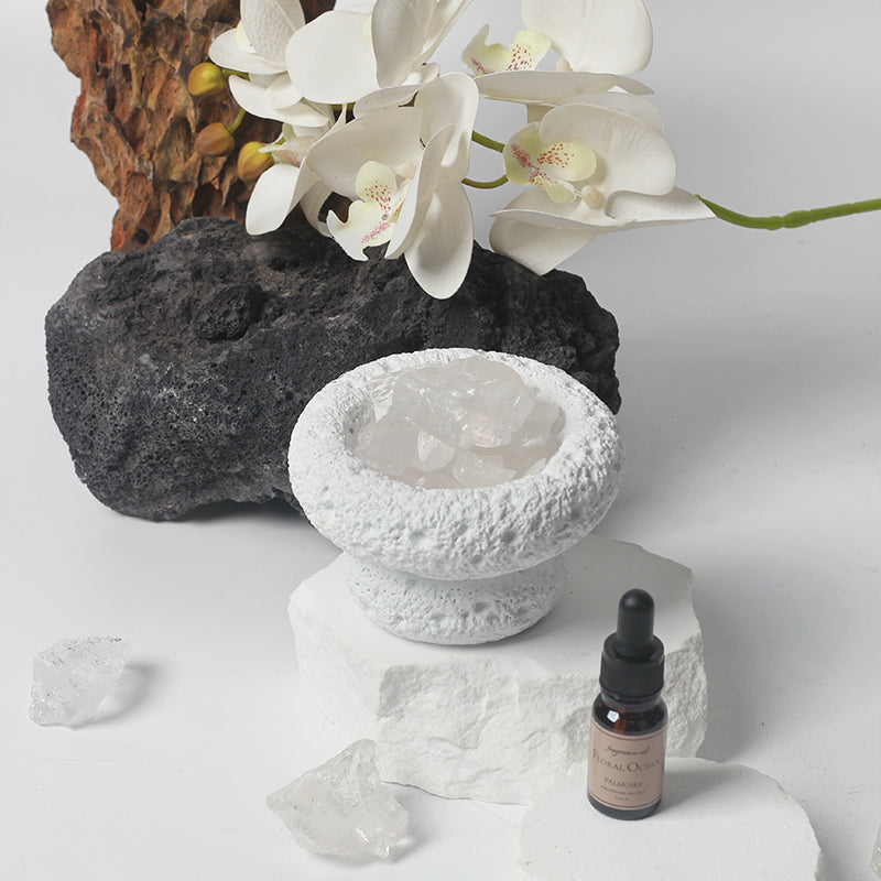White Moon Stone Diffuser Set with Floral Ocean Fragrance Oil - Image 2