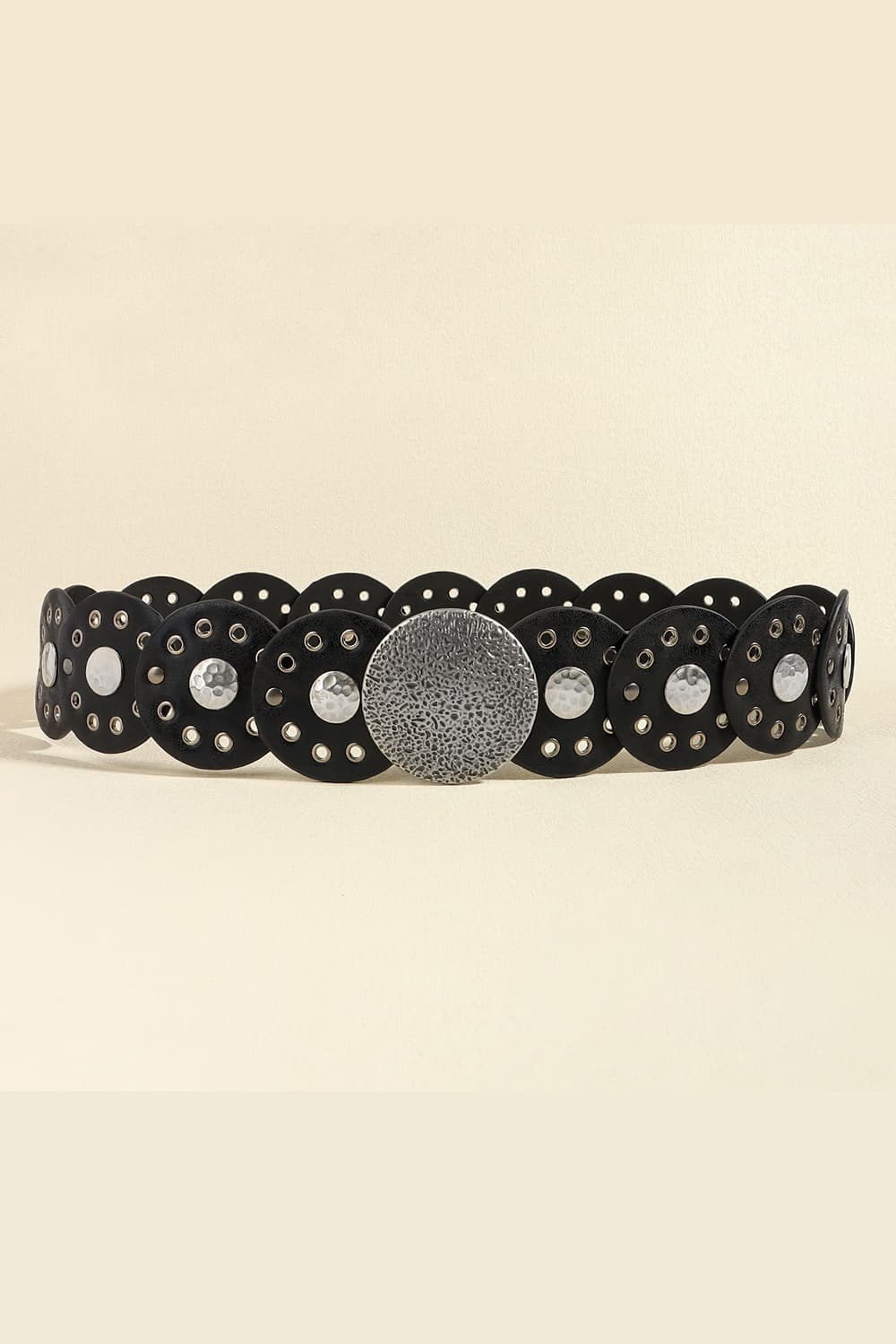 Round Shape PU Leather Belt with Modern Buckle