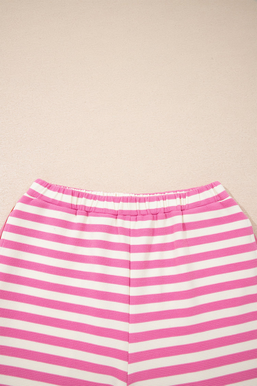 Matilda Trim Short Sleeve Set - Striped Knit Loungewear in Pink