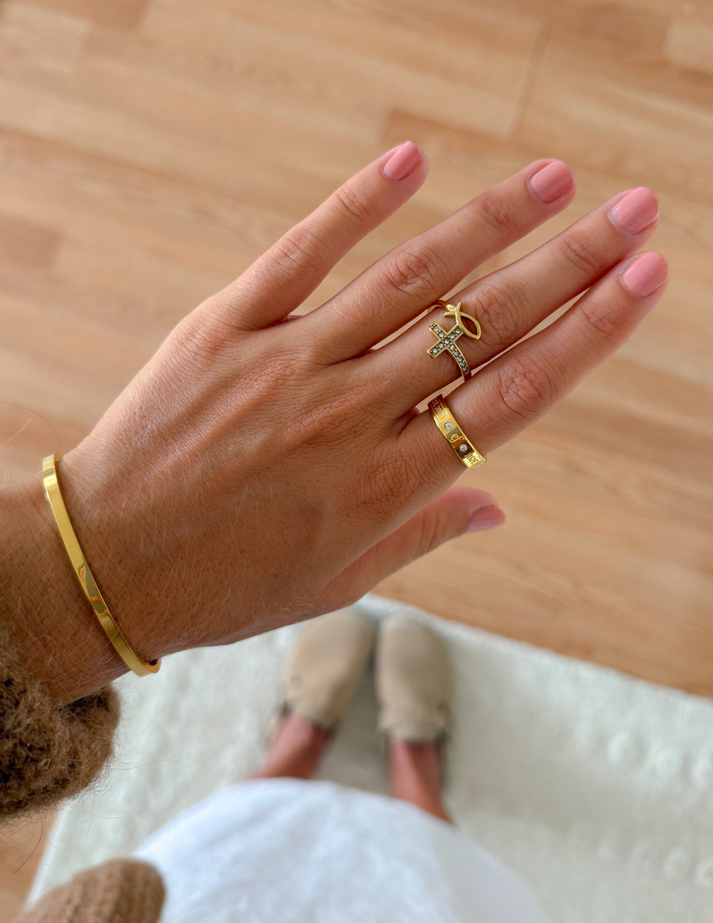 Gold Minimalist Gemstone Logo Ring