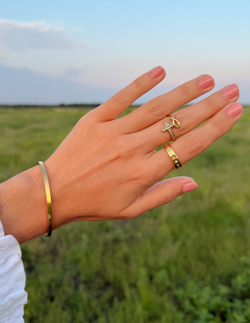 Gold Minimalist Gemstone Logo Ring