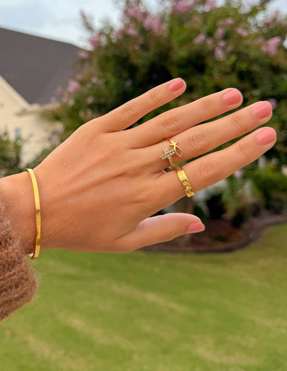 Gold Cross Cuff Bracelet
