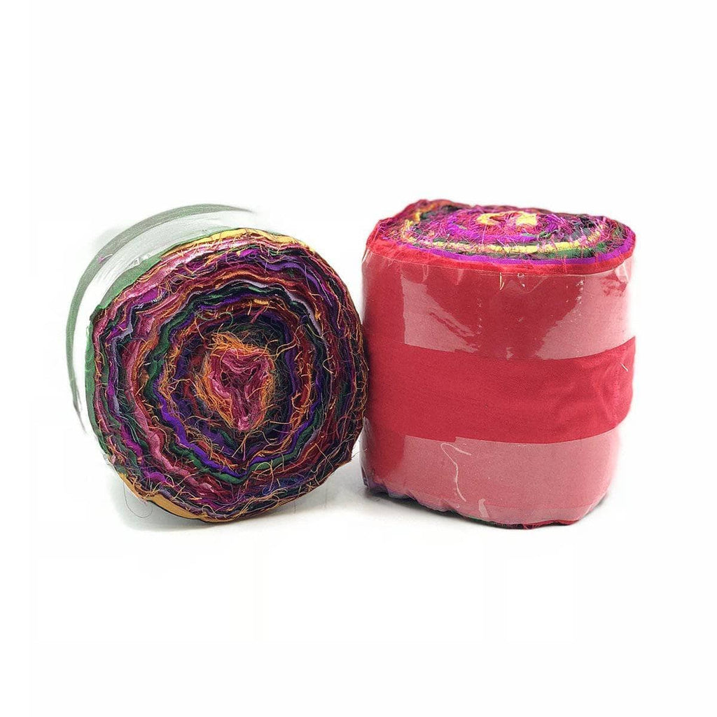 2.5" Wide Recycled Sari Silk Ribbon Rolls for Crafting & Sewing