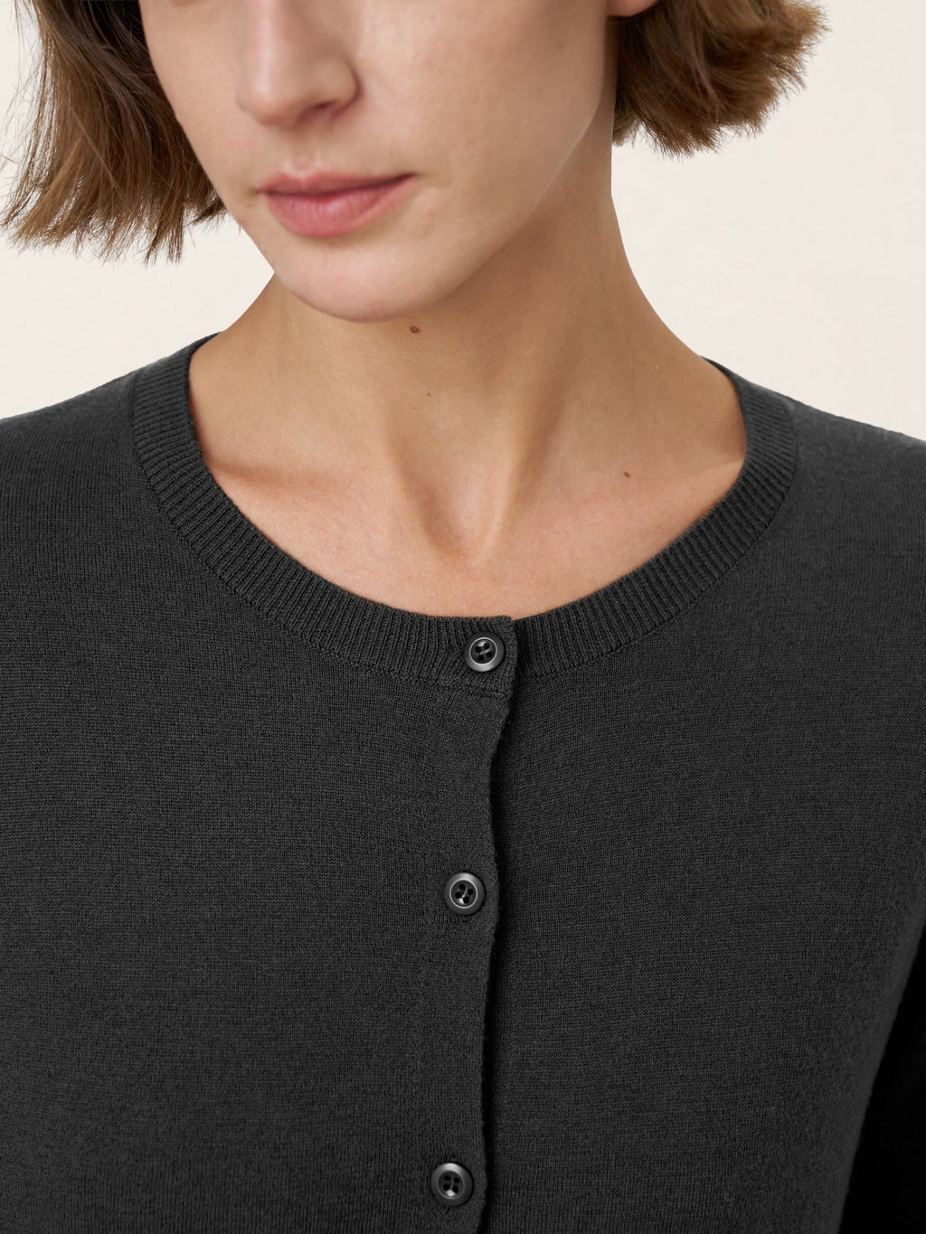100% Extra-Fine Merino Wool Buttoned Knit Cardigan CAYLA