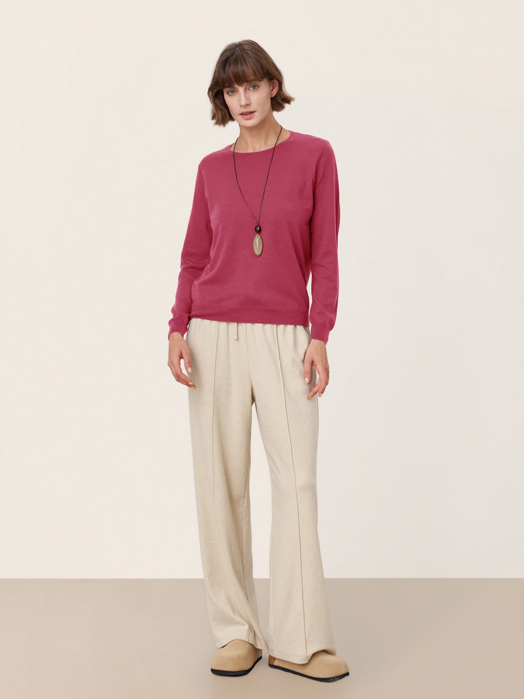 100% Extra-Fine Merino Wool Essential Crew Neck Knit Sweater BRIDGET