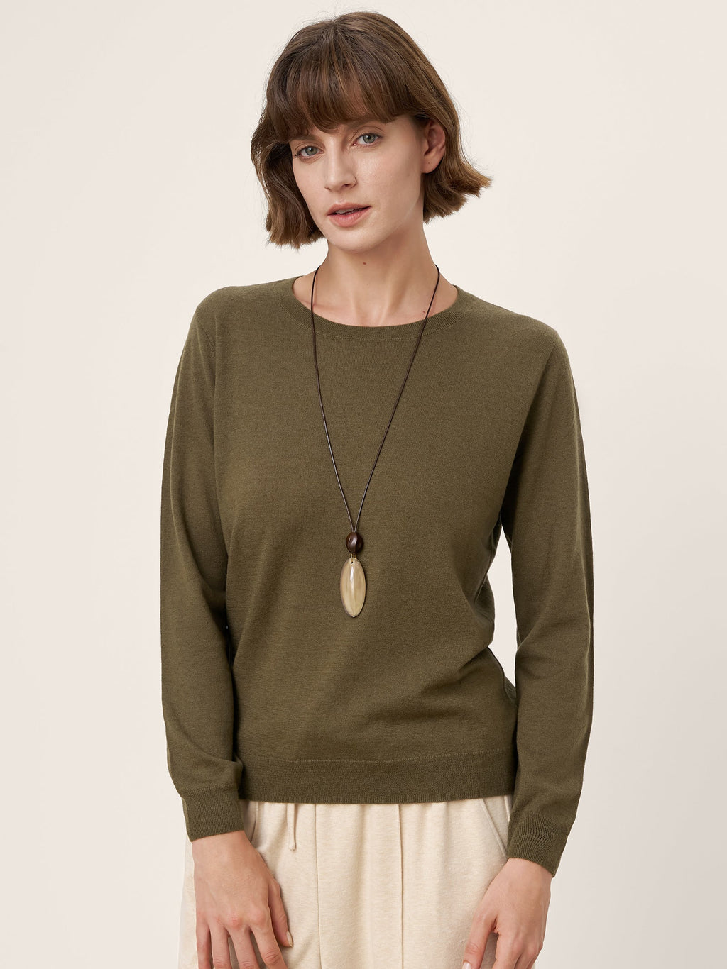 100% Extra-Fine Merino Wool Essential Crew Neck Knit Sweater BRIDGET