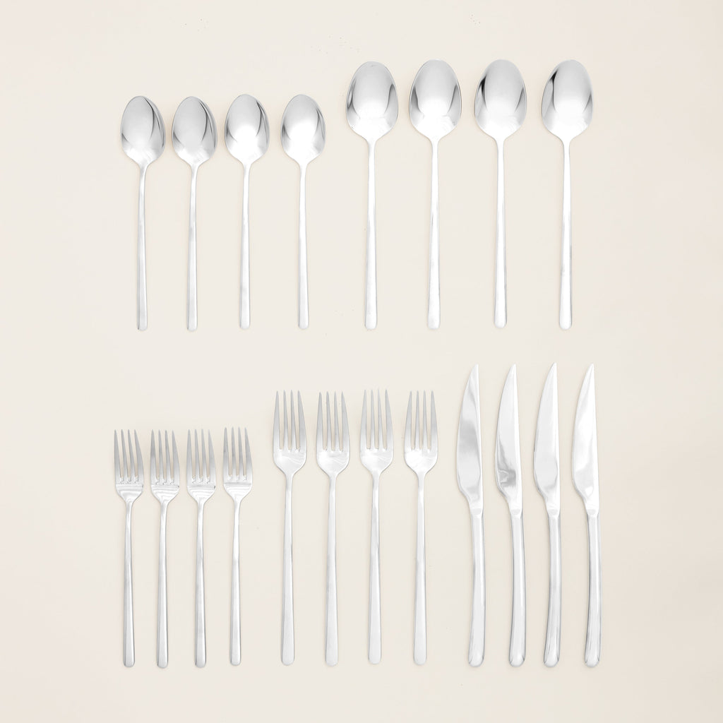 Emilia 20-Piece Stainless Steel Flatware Set in Silver or Gold - Image 7