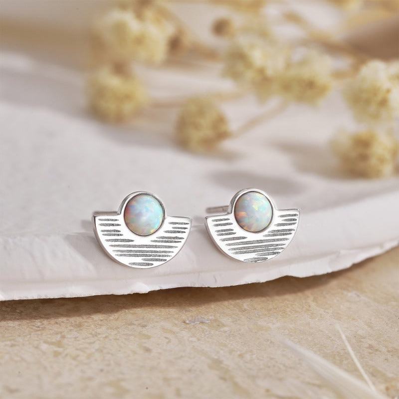 S925 Sterling Silver Opal Earrings For Women Niche Design Style