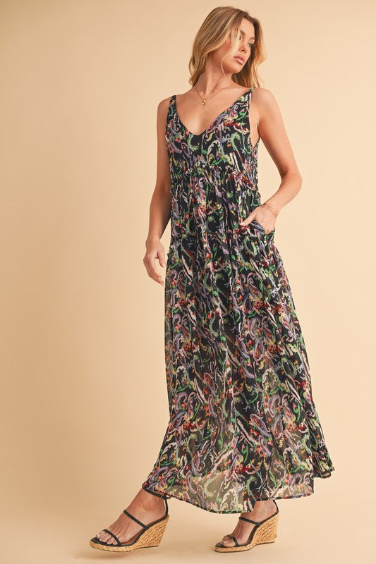 Printed V-Neck Frill Tiered Cami Dress – Playful Summer Fashion