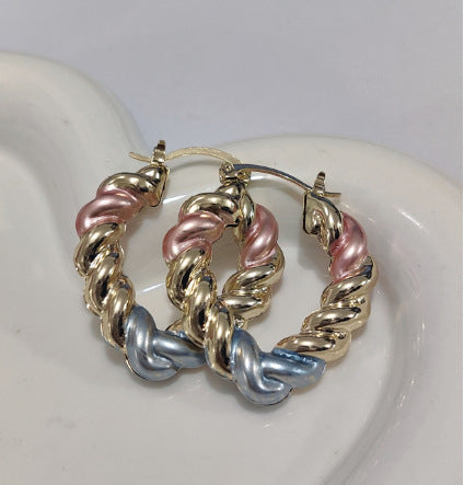 Modern Geometric Copper Earrings - Trendy Gold Pink Blue Jewelry