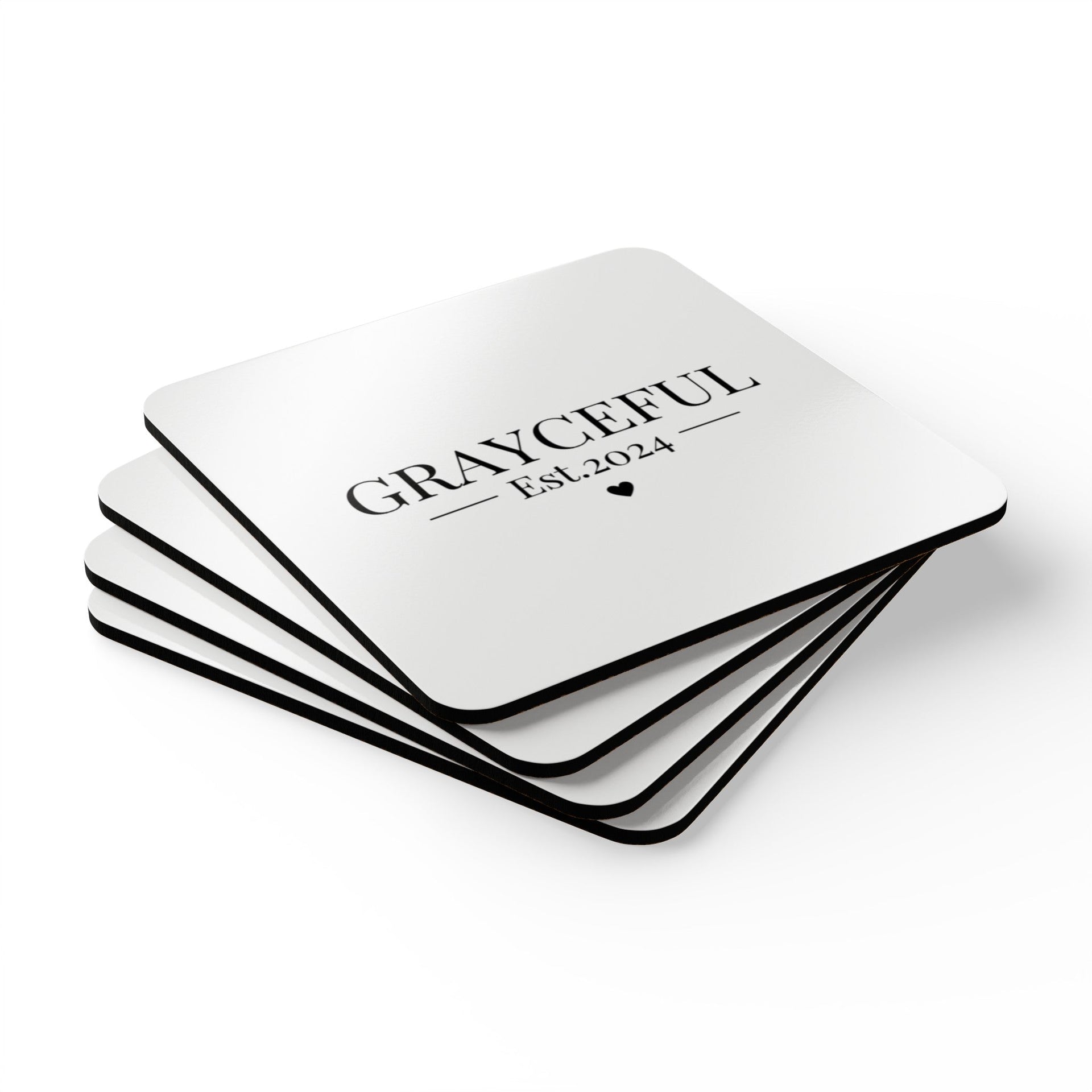Modern Minimalist Corkwood Coaster Set, White and Brown - 4 Piece