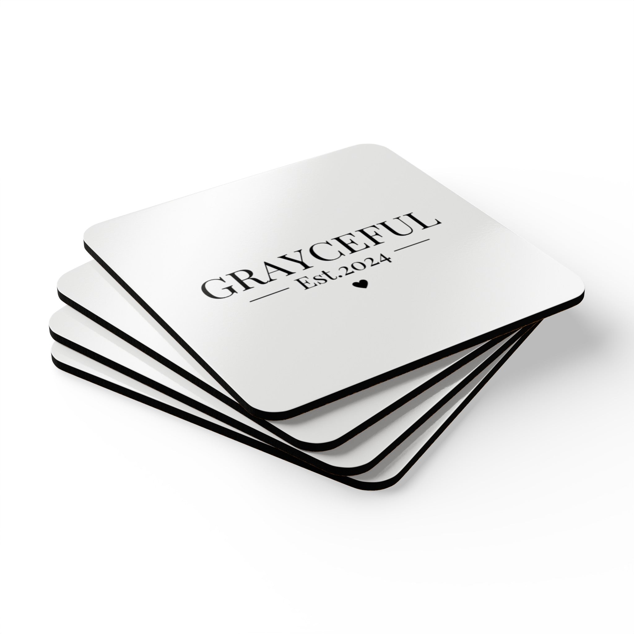 Modern Minimalist Corkwood Coaster Set, White and Brown - 4 Piece