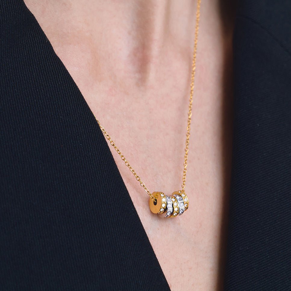 Minimalist Spinner Pendant Necklace in Gold and Silver Stainless Steel